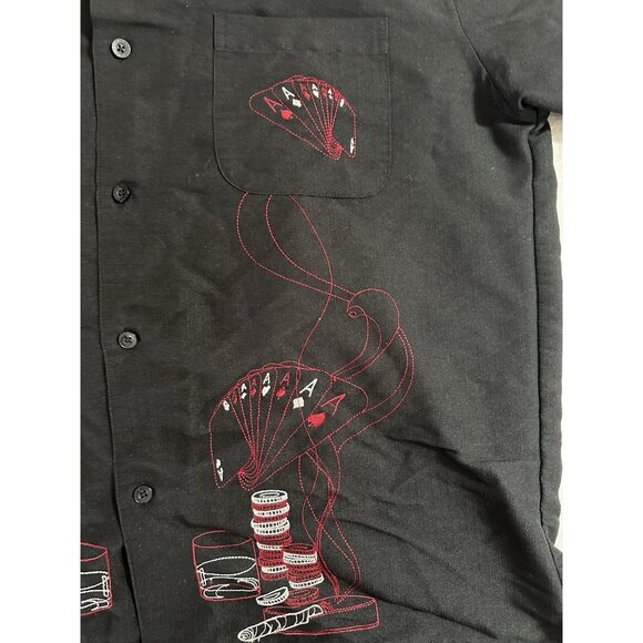 Cubavera Vintage Men's Size Large L Button Shirt Embroidered Poker Cards & Chips - Picture 2 of 7